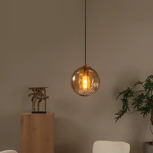 Lucide MONSARAZ - Suspension - Ø 25 cm - 1xE27 - Ambre - ambiance 1